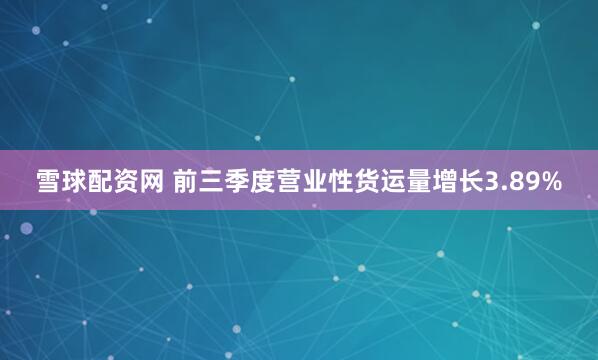 雪球配资网 前三季度营业性货运量增长3.89%
