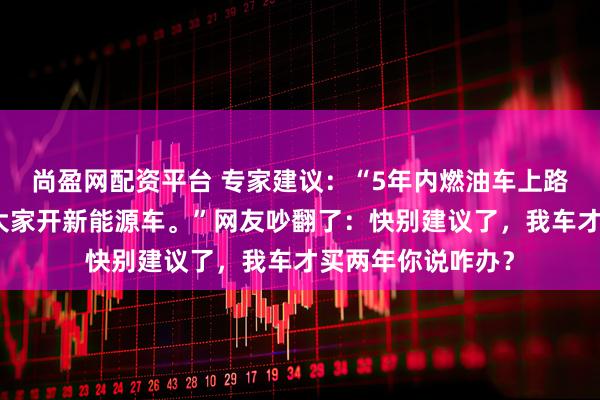 尚盈网配资平台 专家建议：“5年内燃油车上路应该禁止，鼓励大家开新能源车。”网友吵翻了：快别建议了，我车才买两年你说咋办？